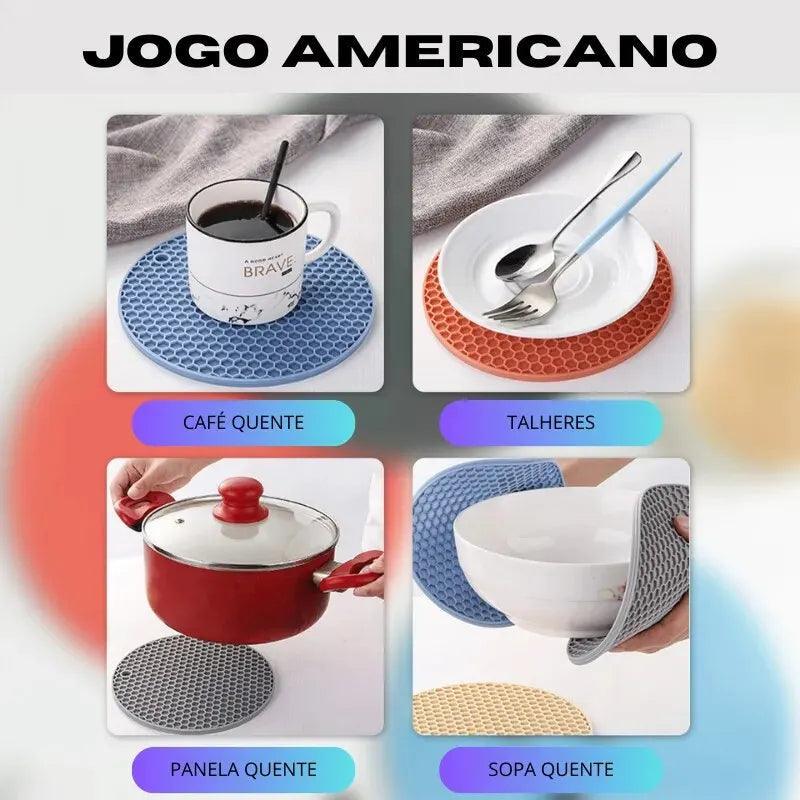 Jogo de Silicone Isolante Térmico Americano Ideal Para Cozinha